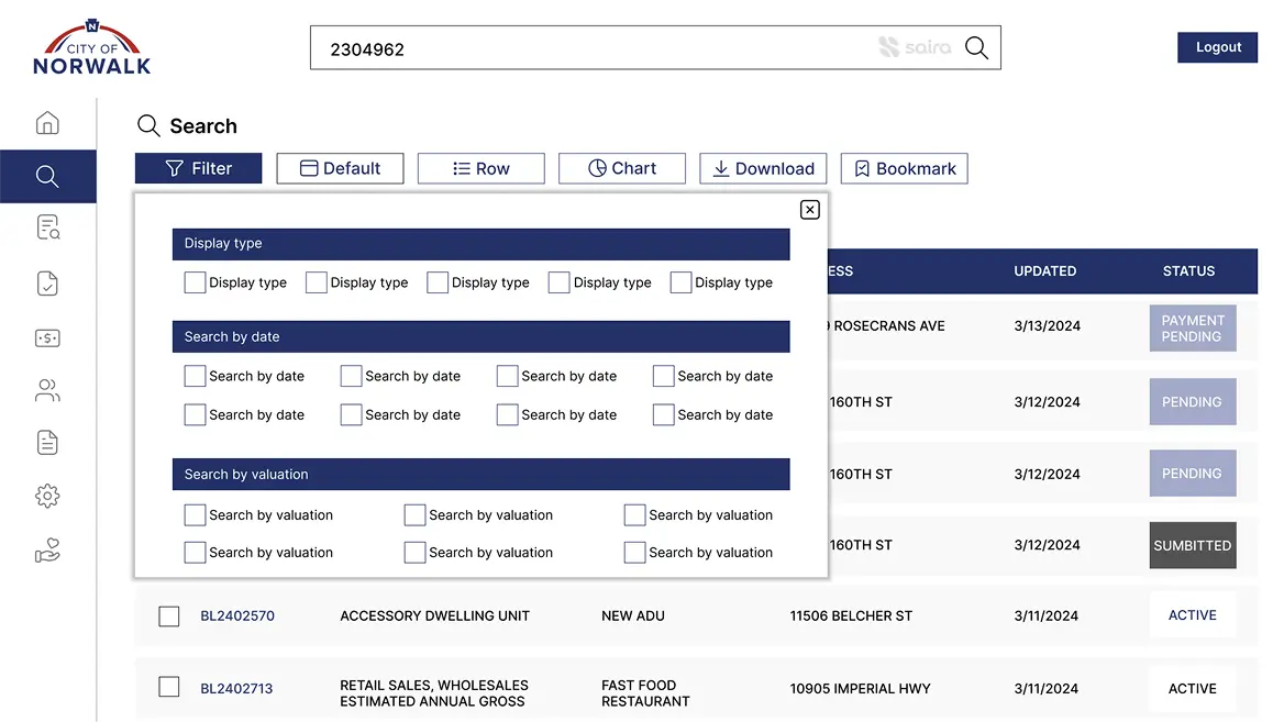 Filter placement option 04: Overlay drawer